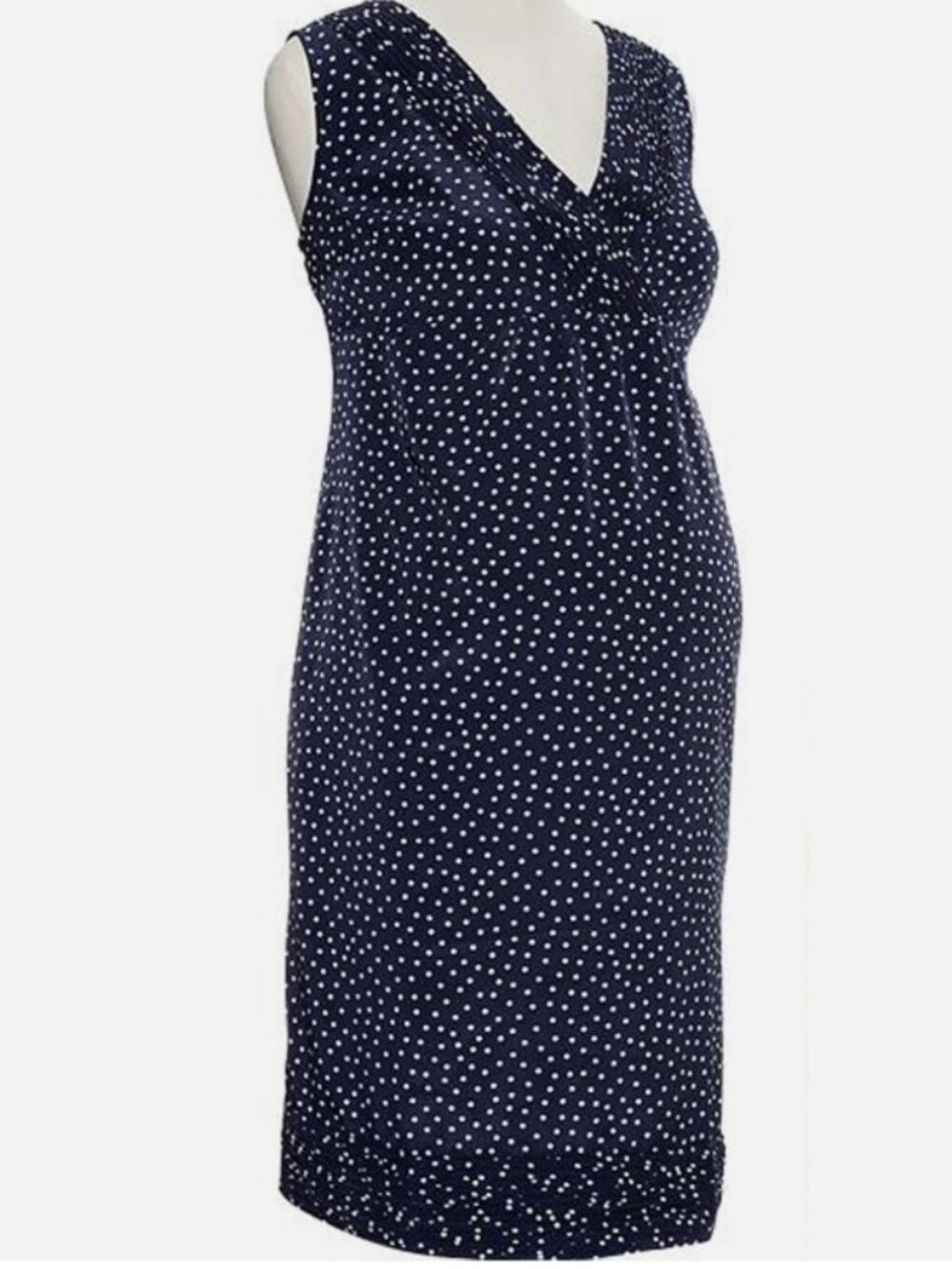 Gap Maternity XL Navy Blue Polka Dot V-Neck Cross Front Pintucked Sleeveless